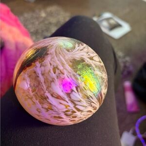 Colorful Swirled Glass Sphere paperweight